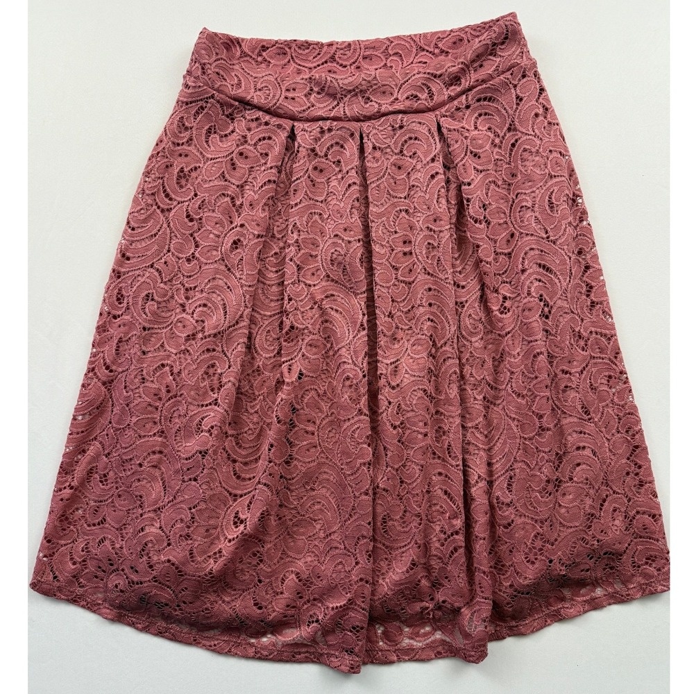 See‎ You Monday Lace Skirt A-Line Pleated Mauve Pink Women's XL